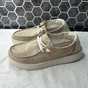 Hey Dude Shoes Wendy Rise Chambray Sandshell Women’s Size 9 Tan Lace